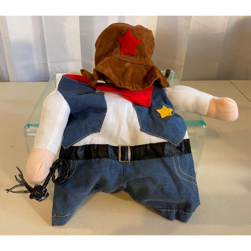Pet Cowboy Costume Blue White Red Sheriff Western Halloween Large